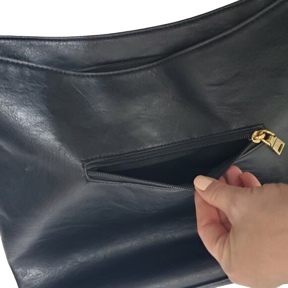 Large Vegan Leather Fringe Shoulder Bag with Lots of Pockets - Picture 6 of 8